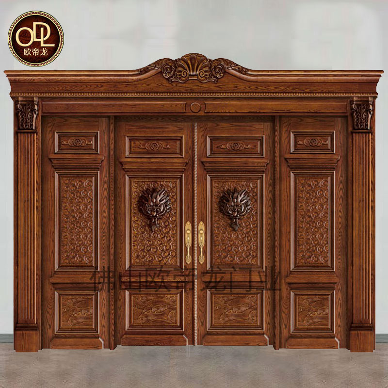 花梨雕花豪華原木門，花梨，柚木雙開，4開等高端實木門，歐帝龍品牌質優價廉
