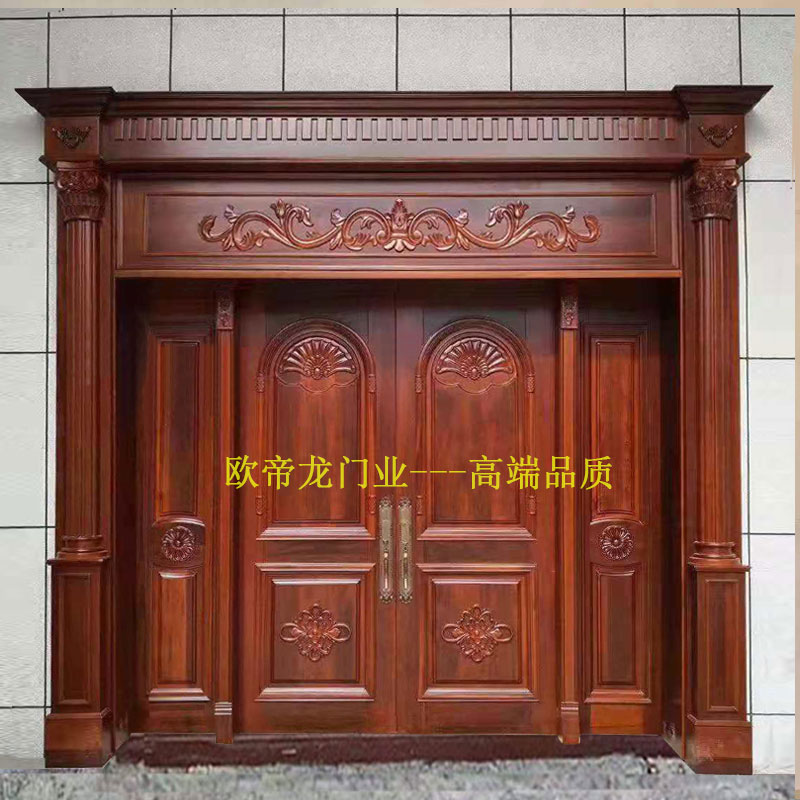 佛山花梨木大門多少錢一方,別墅入戶柚木雙開大門報價，花梨木門廠家地址電話